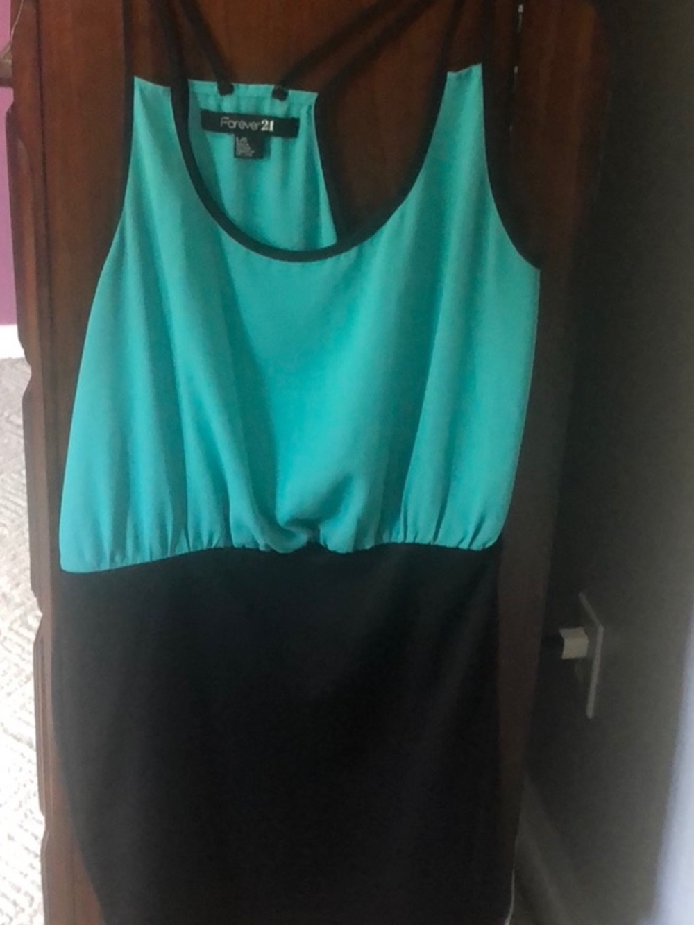 Onitsuka Tiger by Asics Teal and Black Sleeveless Dress
